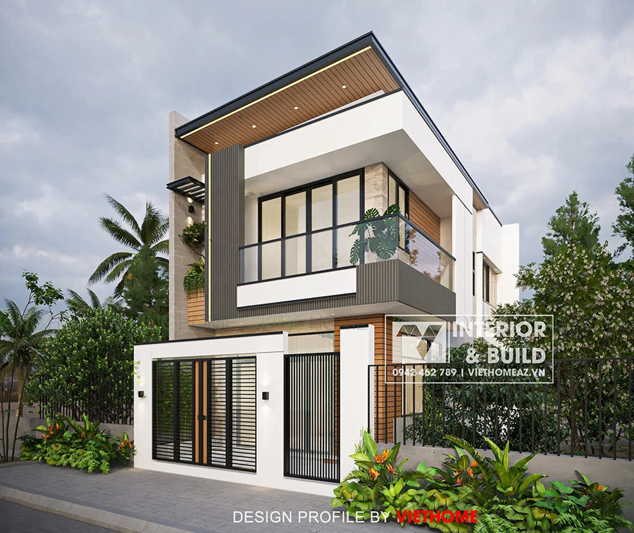 Phối cảnh mặt tiền công trình thi công nhà phố tại Phú Yên 2 tầng hiện đại